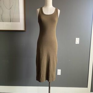 Everlane Olive Ribbed Tank Midi Dress